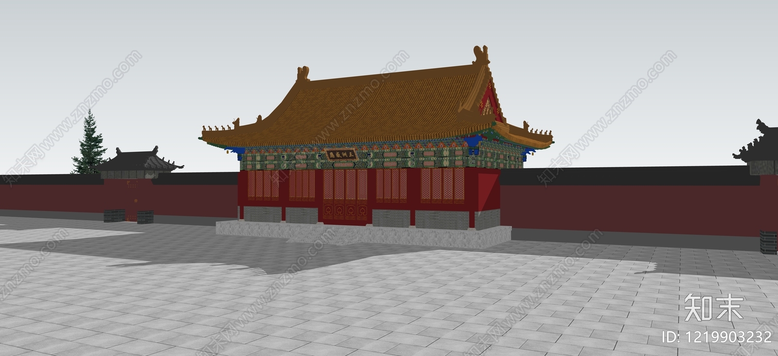 中式古建筑SU模型下载【ID:1219903232】