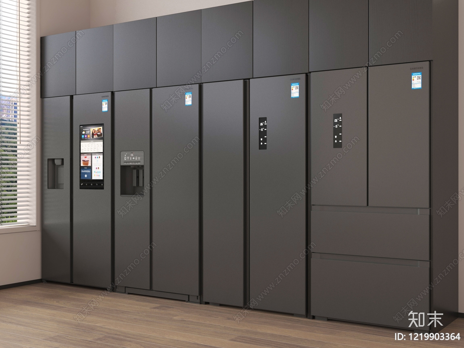 极简主义冰箱柜3D模型渲染效果图