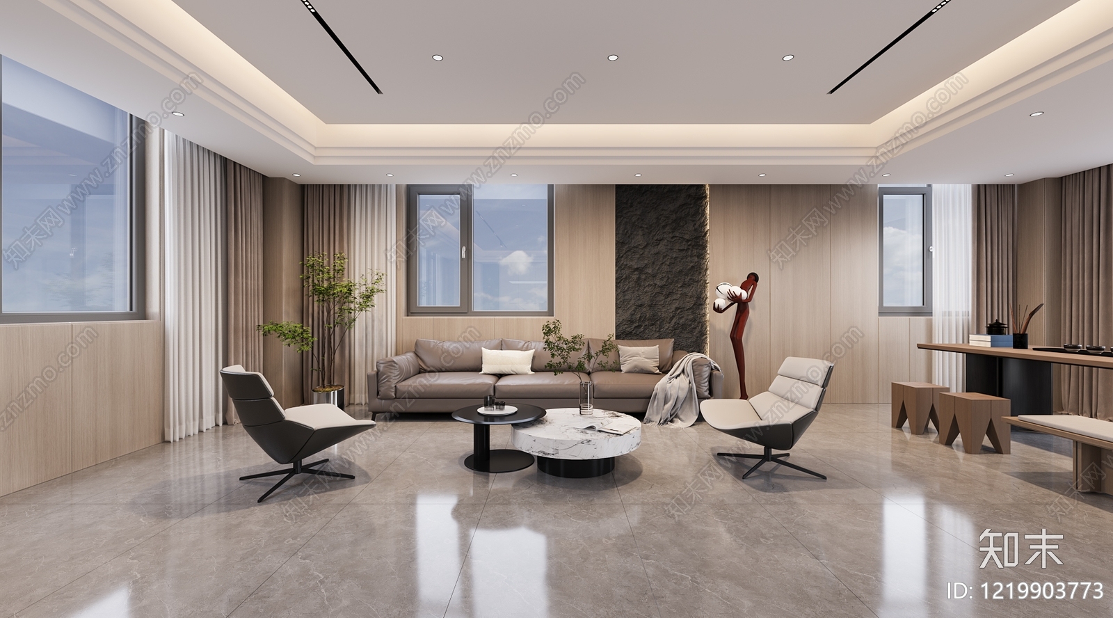 现代简约董事长办公室3D模型下载【ID:1219903773】