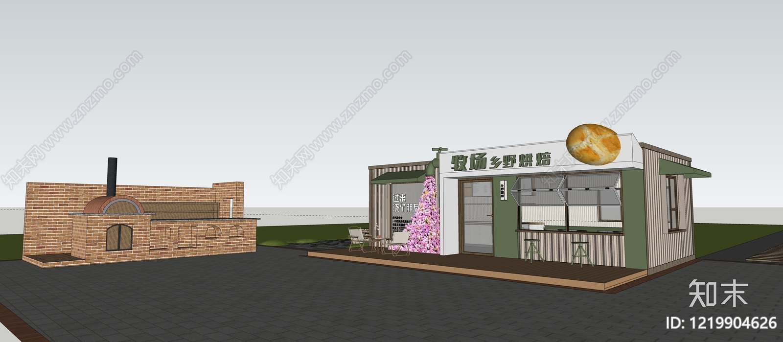 北欧风甜品面包店SU模型下载【ID:1219904626】