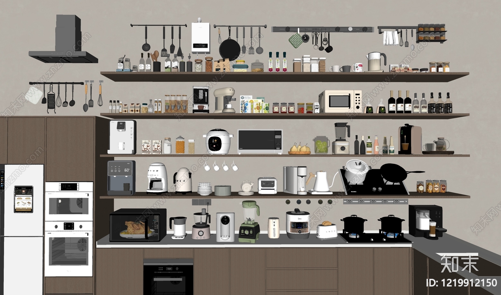 现代简约厨房用品组合SU模型下载【ID:1219912150】