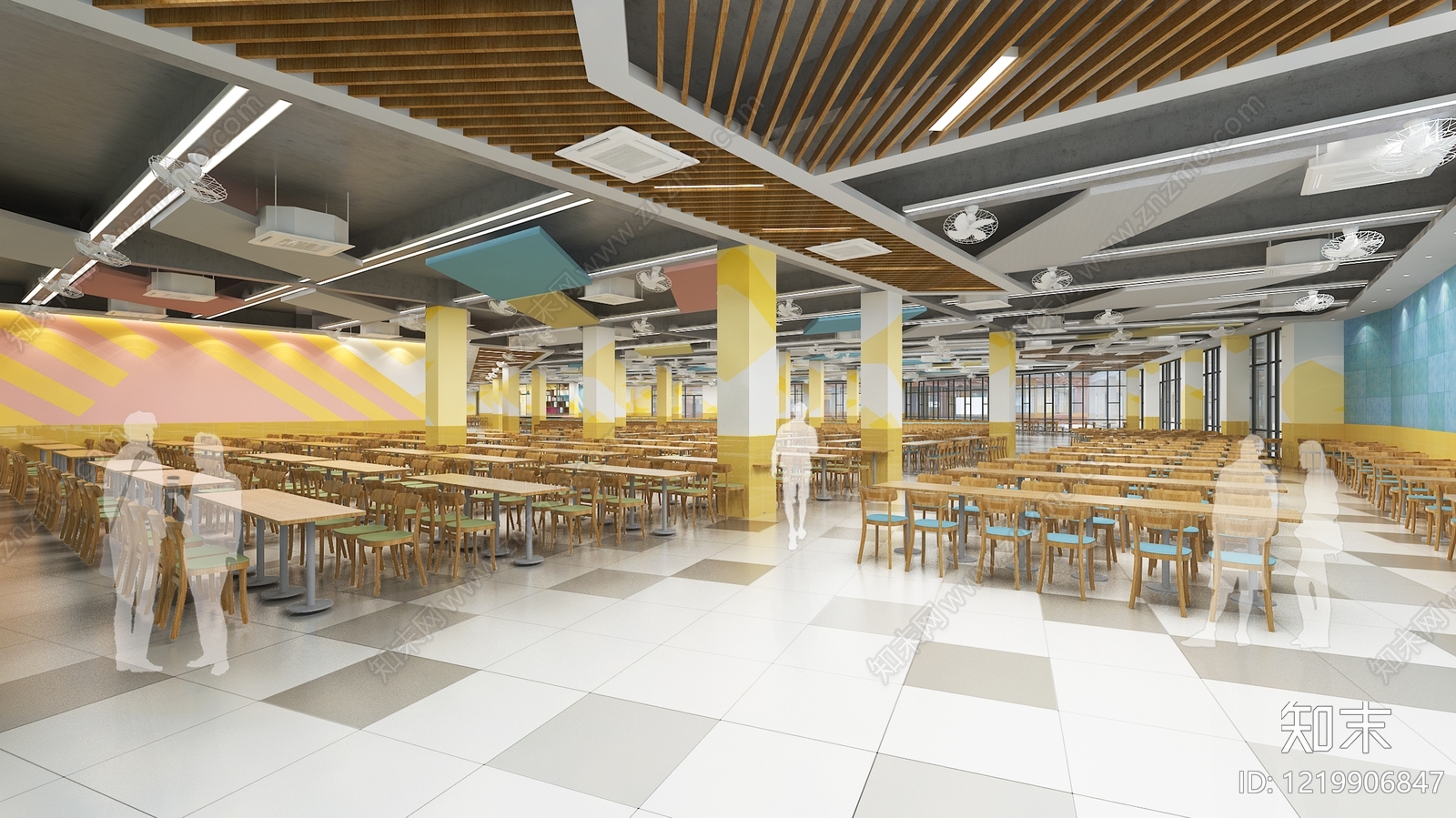现代简约学生食堂3D模型下载【ID:1219906847】