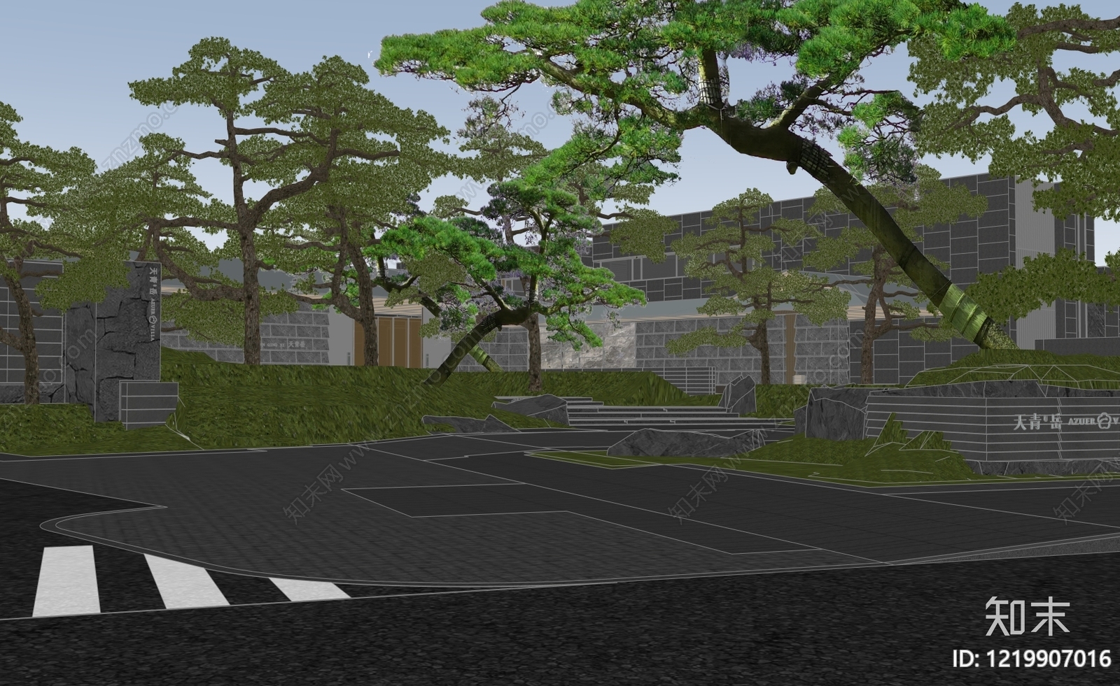 新中式别墅庭院SU模型下载【ID:1219907016】