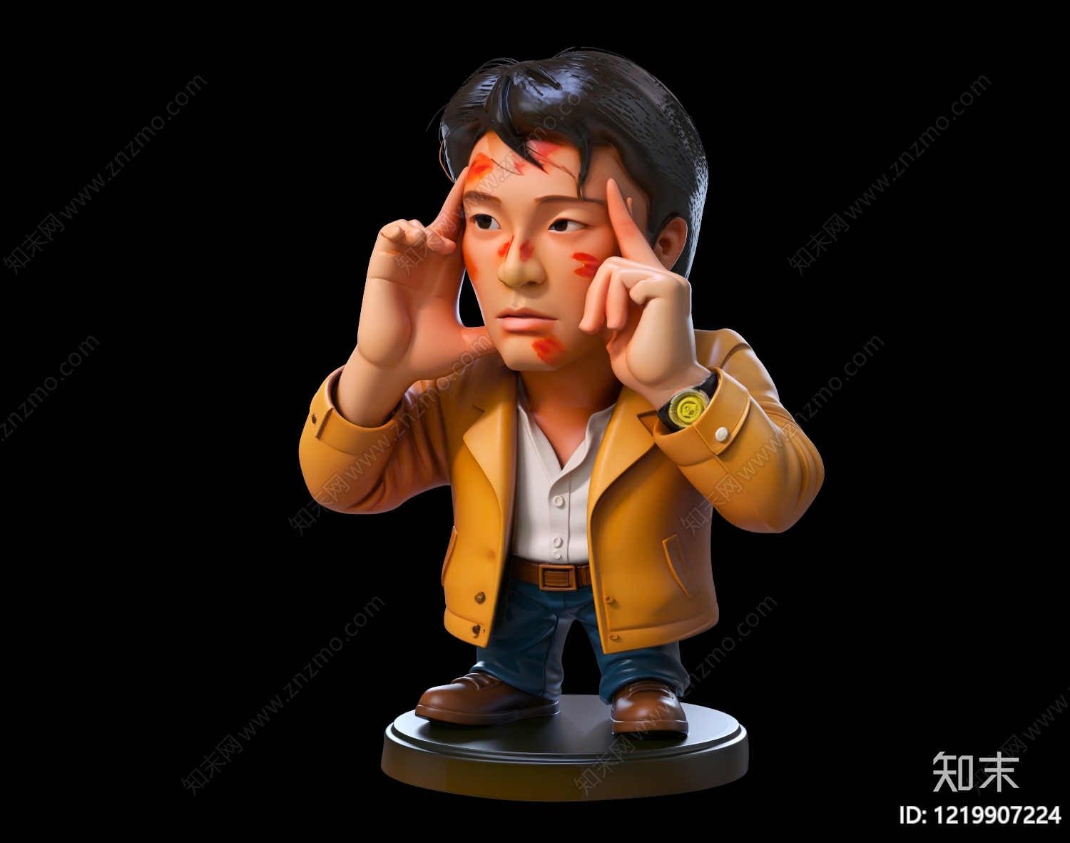 Q版写实雕塑摆件3D模型渲染效果图