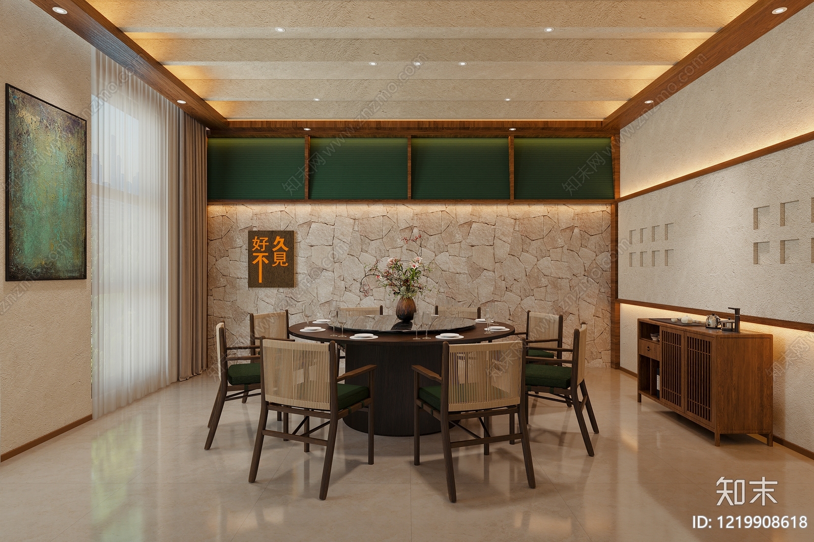 新中式包厢3D模型下载【ID:1219908618】