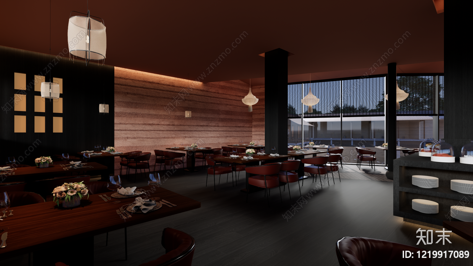 新中式茶餐厅SU模型下载【ID:1219917089】