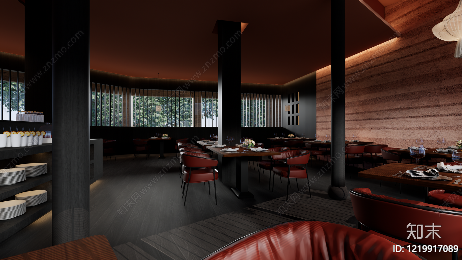 新中式茶餐厅SU模型下载【ID:1219917089】