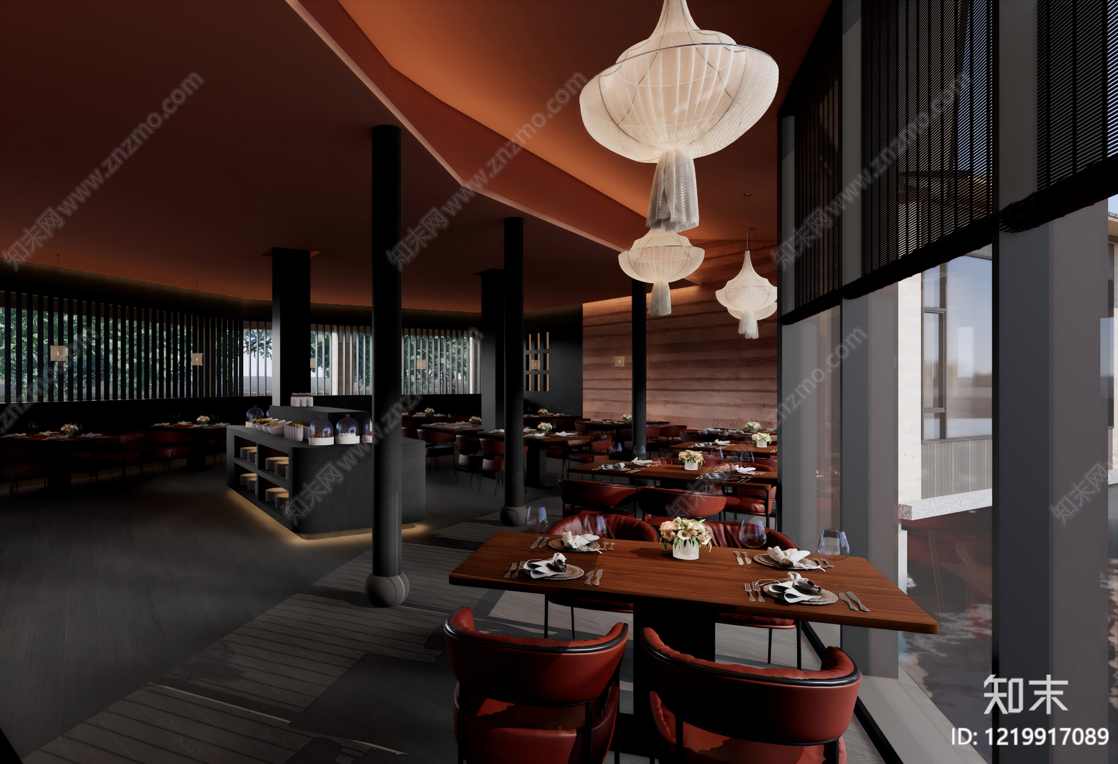 新中式茶餐厅SU模型下载【ID:1219917089】
