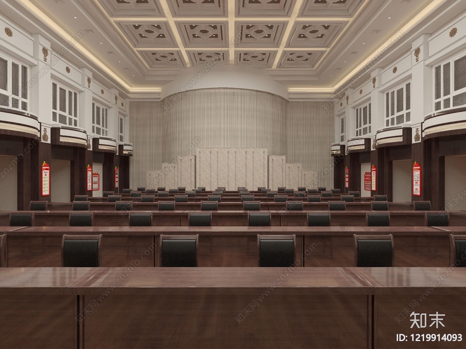 新中式报告厅3D模型下载【ID:1219914093】