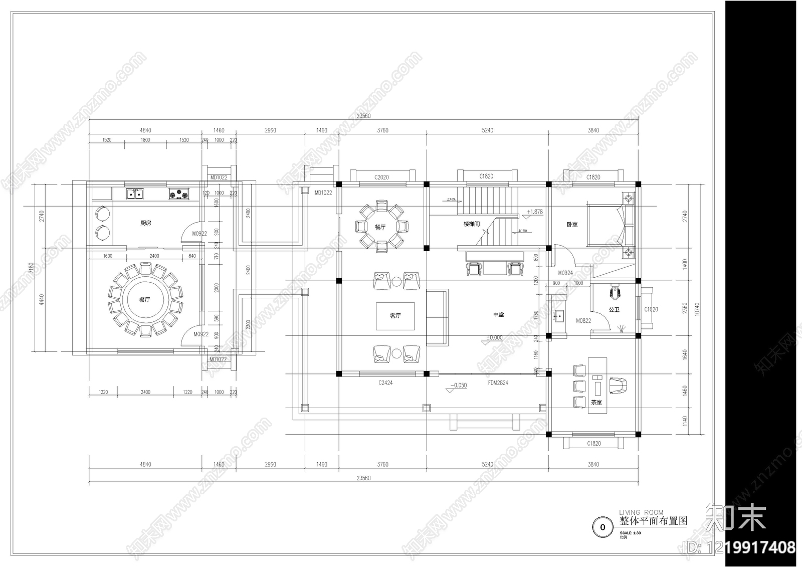 别墅建筑cad施工图下载【ID:1219917408】