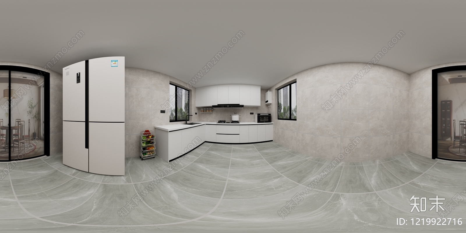 现代简约封闭式厨房3D模型下载【ID:1219922716】