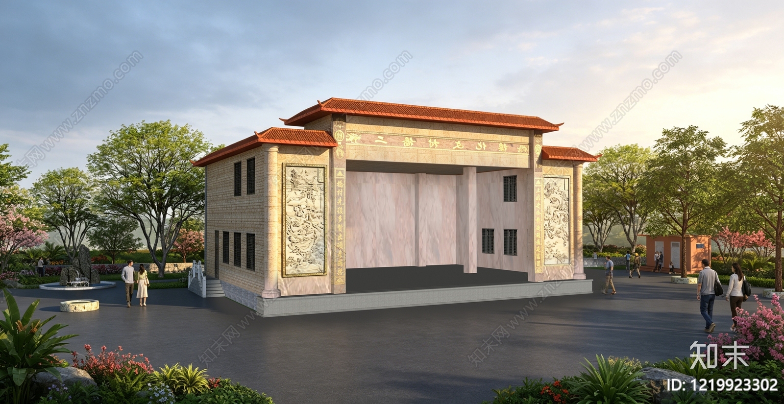 新中式入口大门SU模型下载【ID:1219923302】
