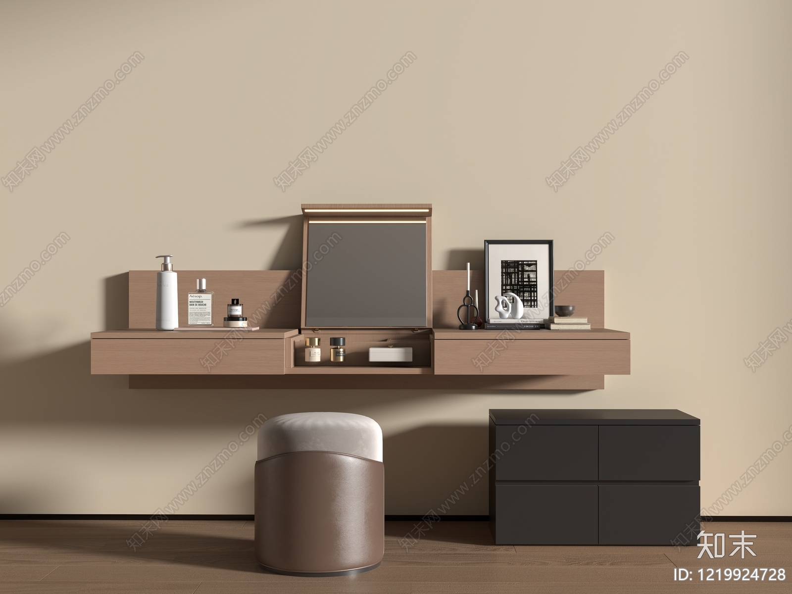 极简梳妆台3D模型下载【ID:1219924728】