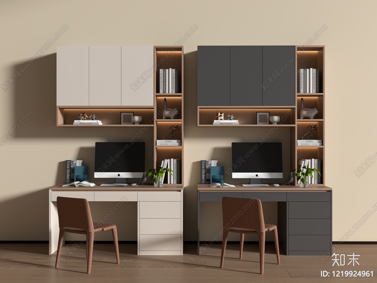现代简约书桌椅3D模型下载【ID:1219924961】