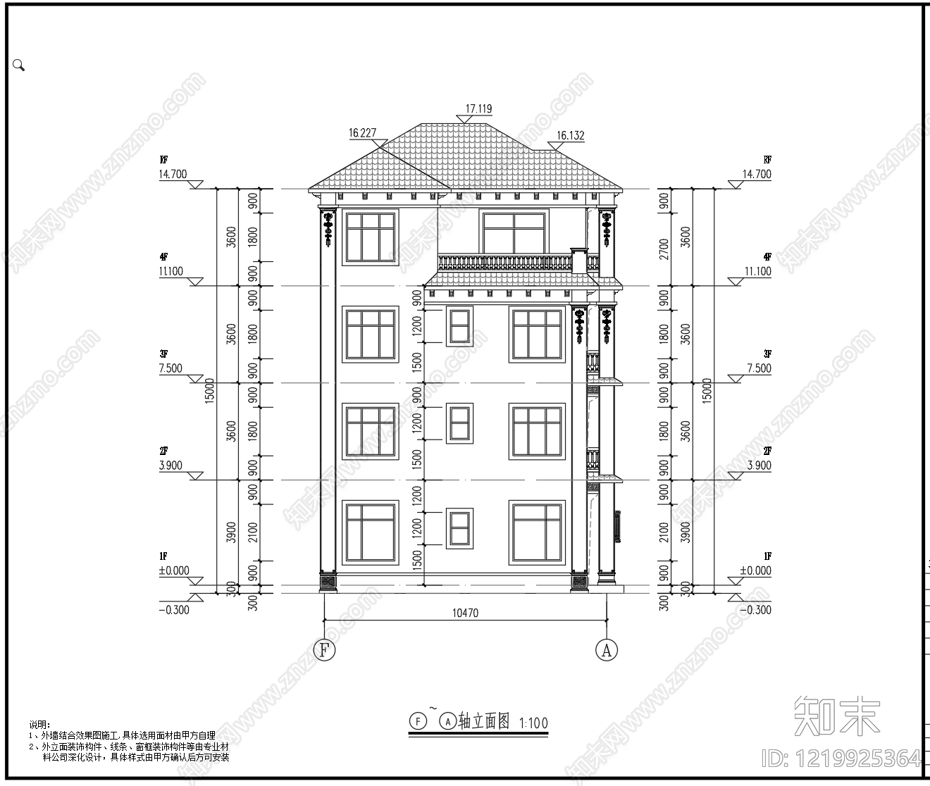 别墅建筑cad施工图下载【ID:1219925364】