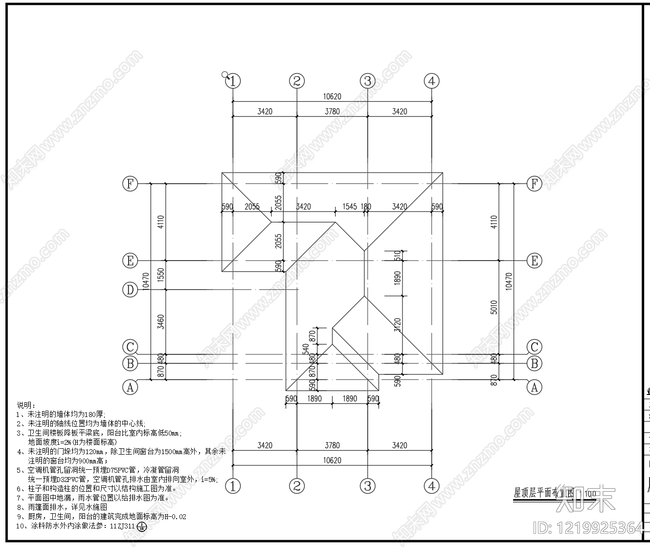 别墅建筑cad施工图下载【ID:1219925364】