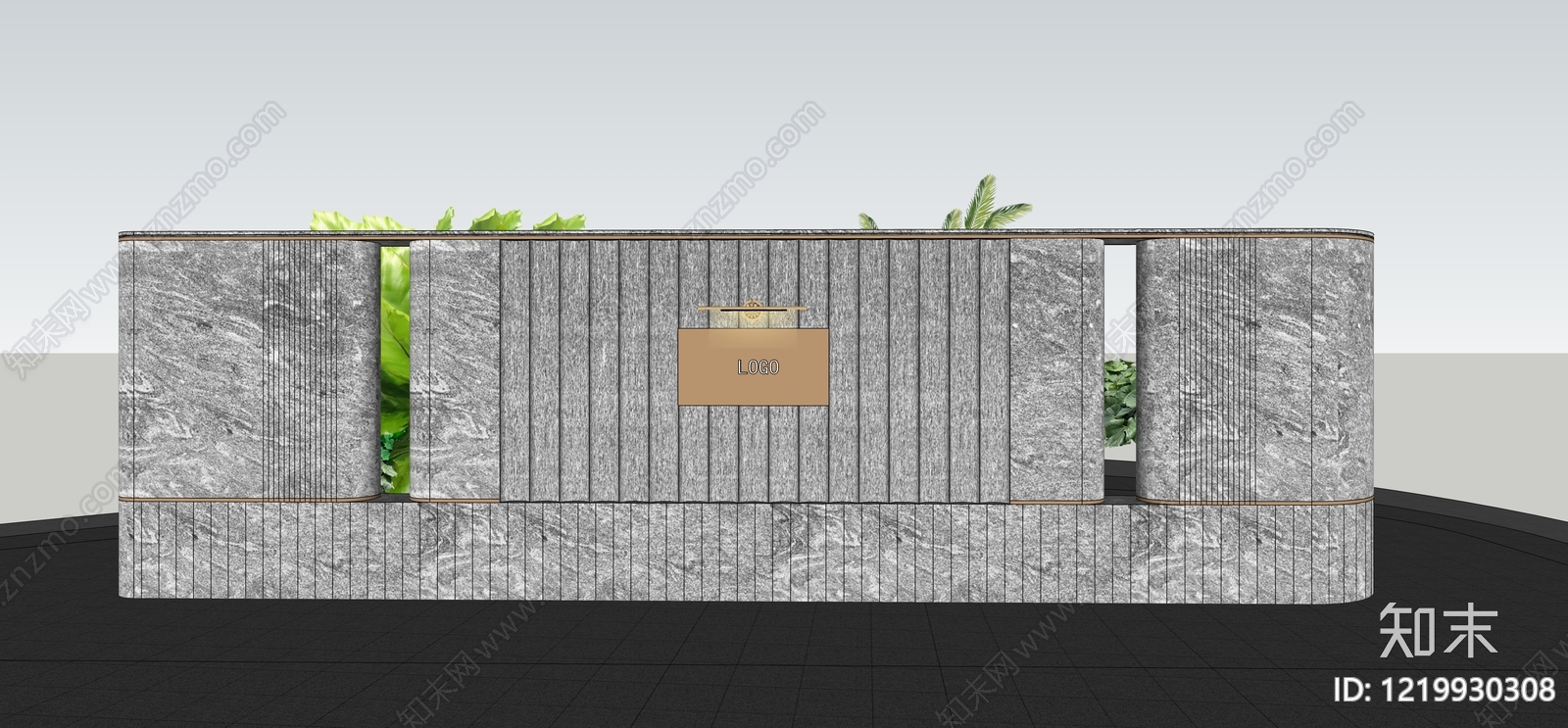 现代主义景墙SU模型下载【ID:1219930308】