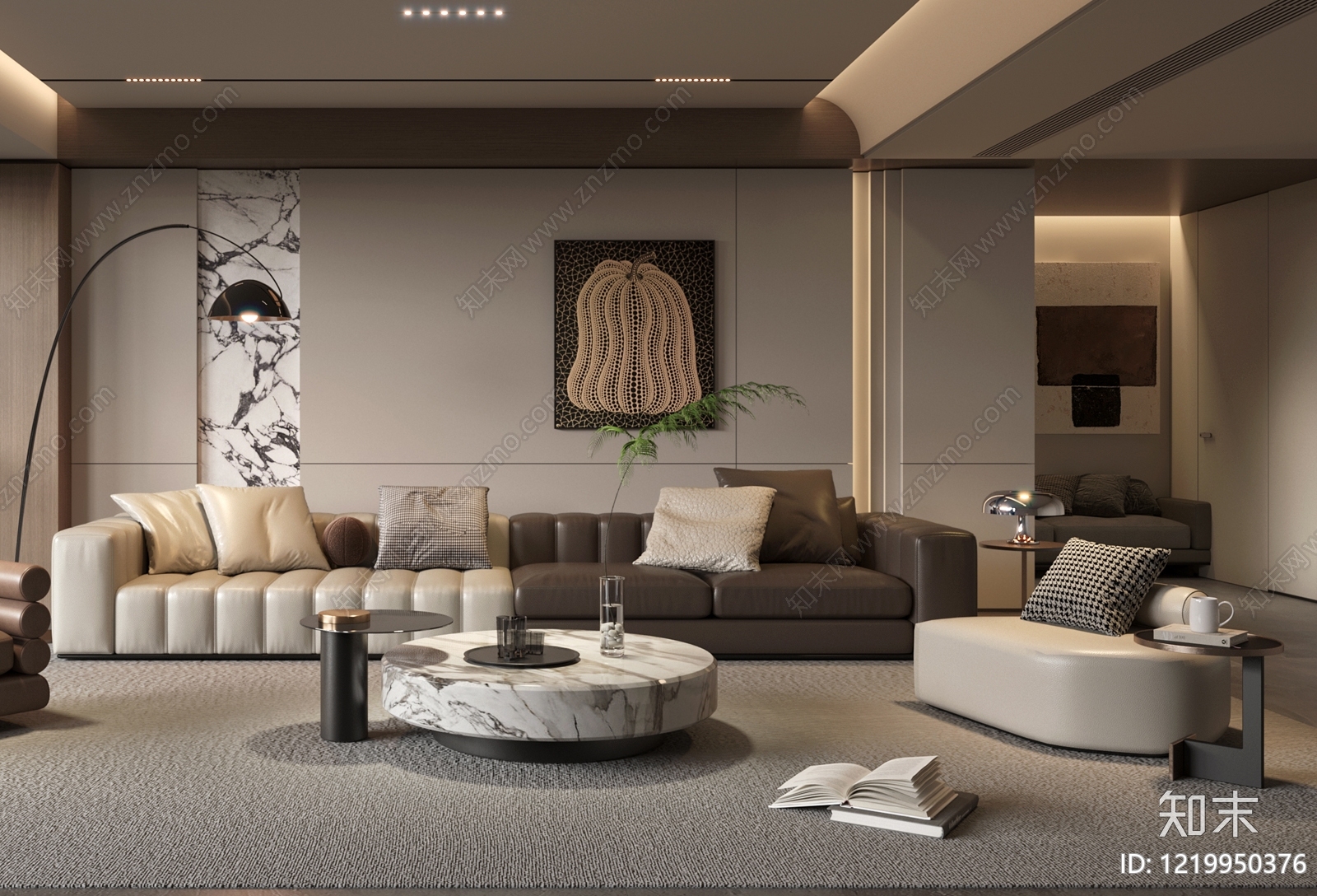 意式极简家居客厅3D模型下载【ID:1219950376】