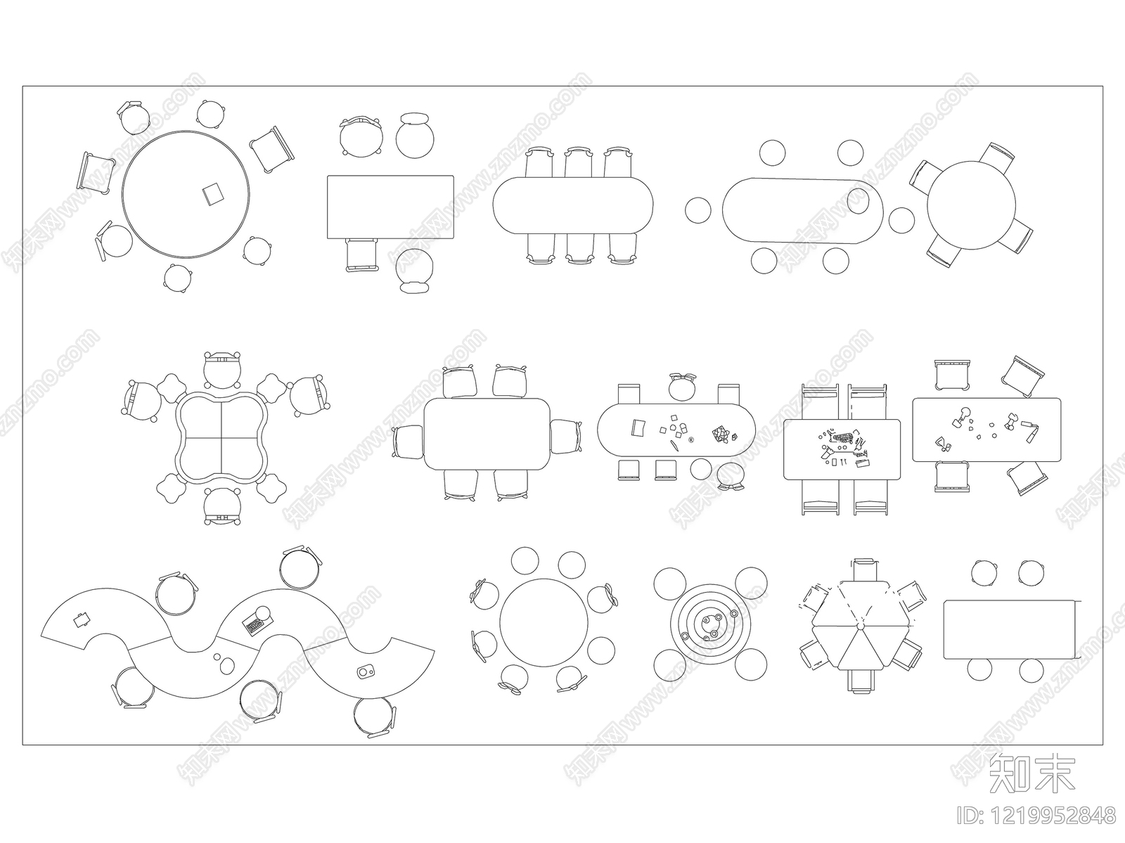 现代桌椅CAD图纸