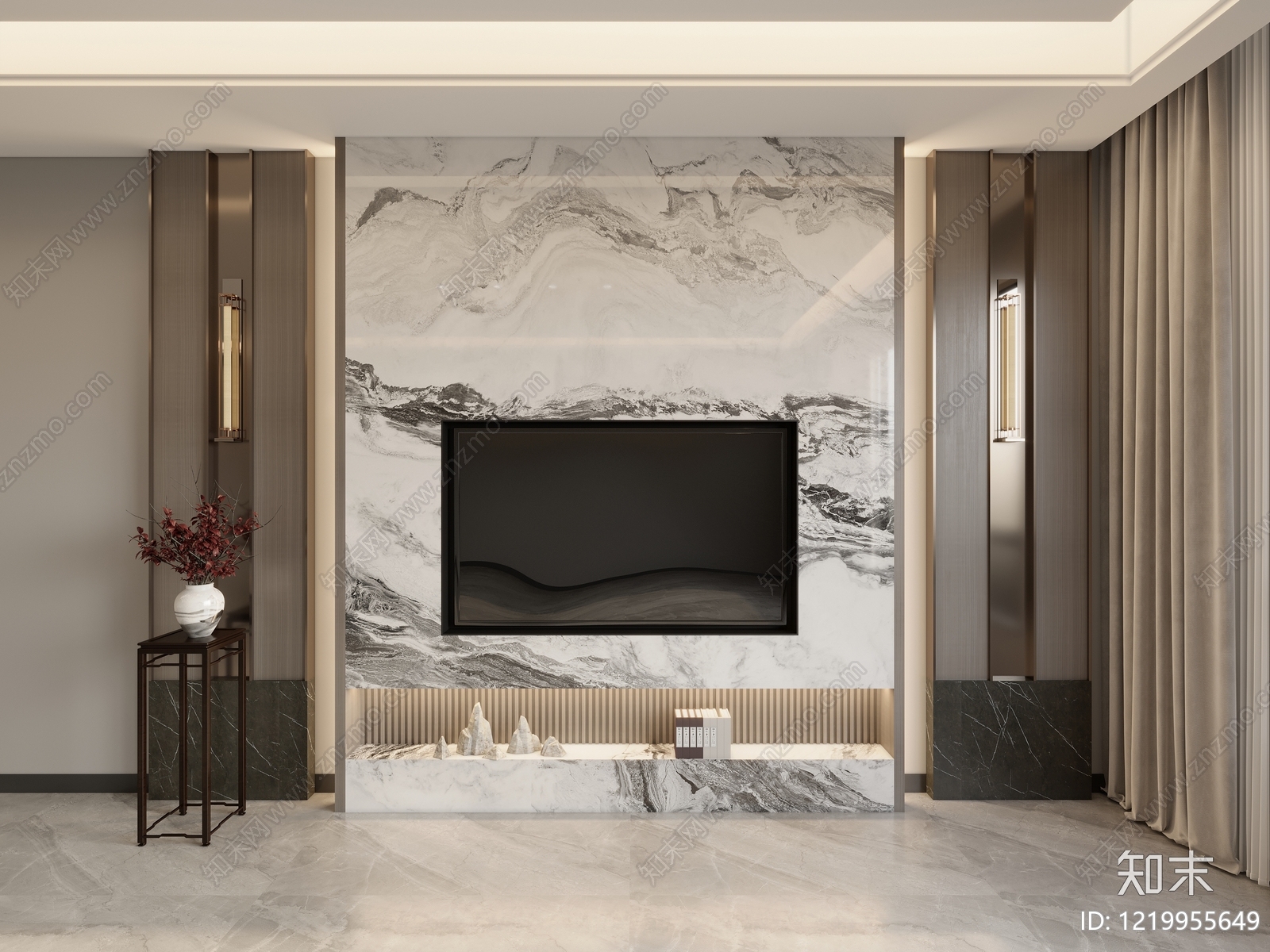新中式家居客厅SU模型下载【ID:1219955649】