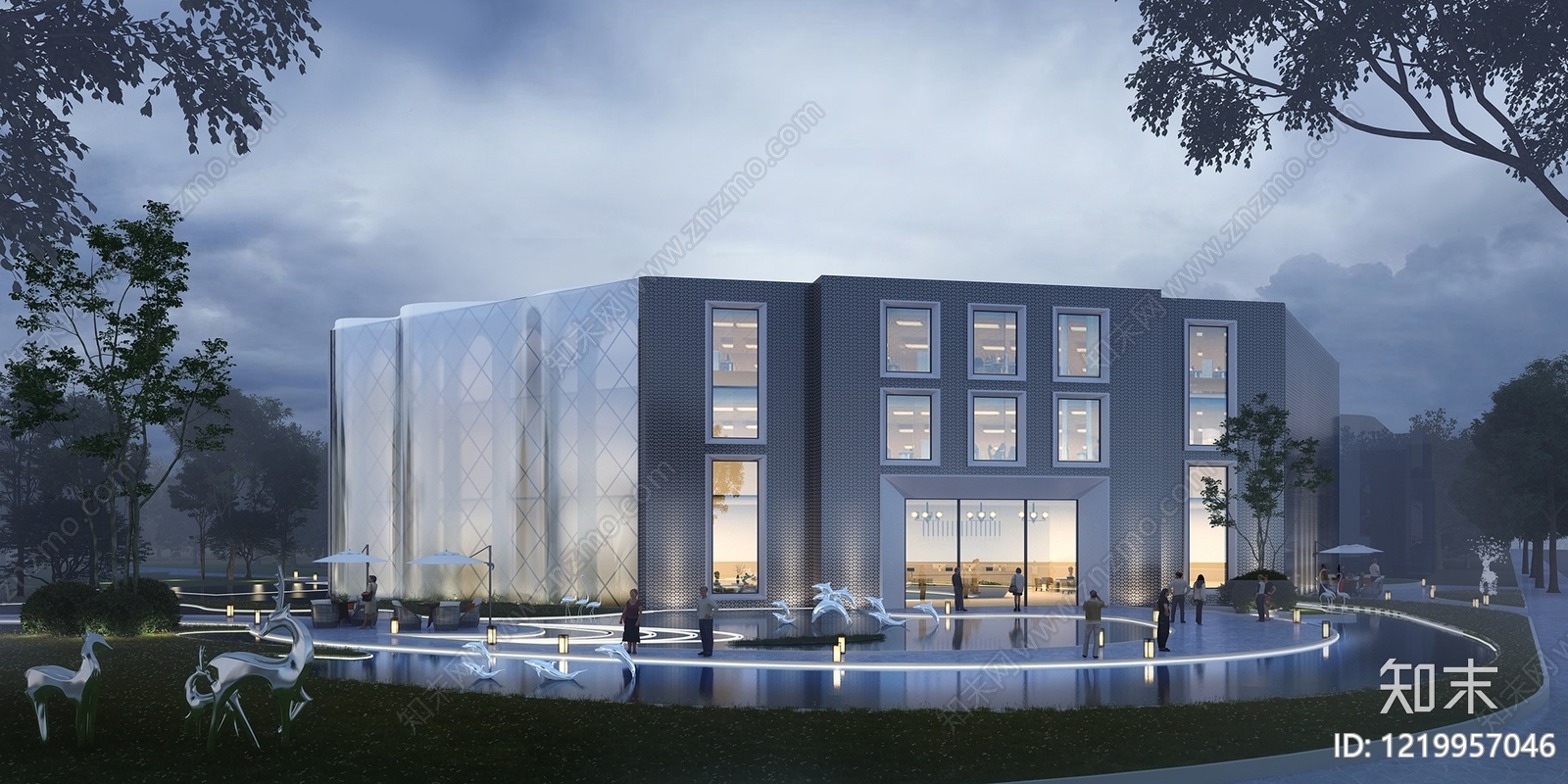 现代主义艺术风格建筑3D模型下载【ID:1219957046】