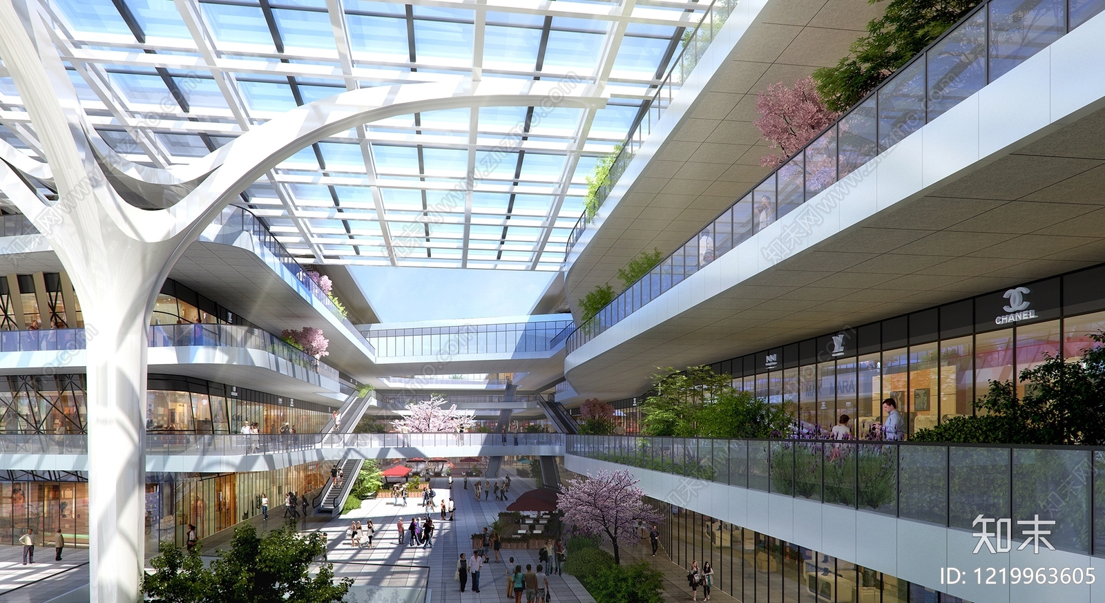 现代主义商场3D模型渲染效果图