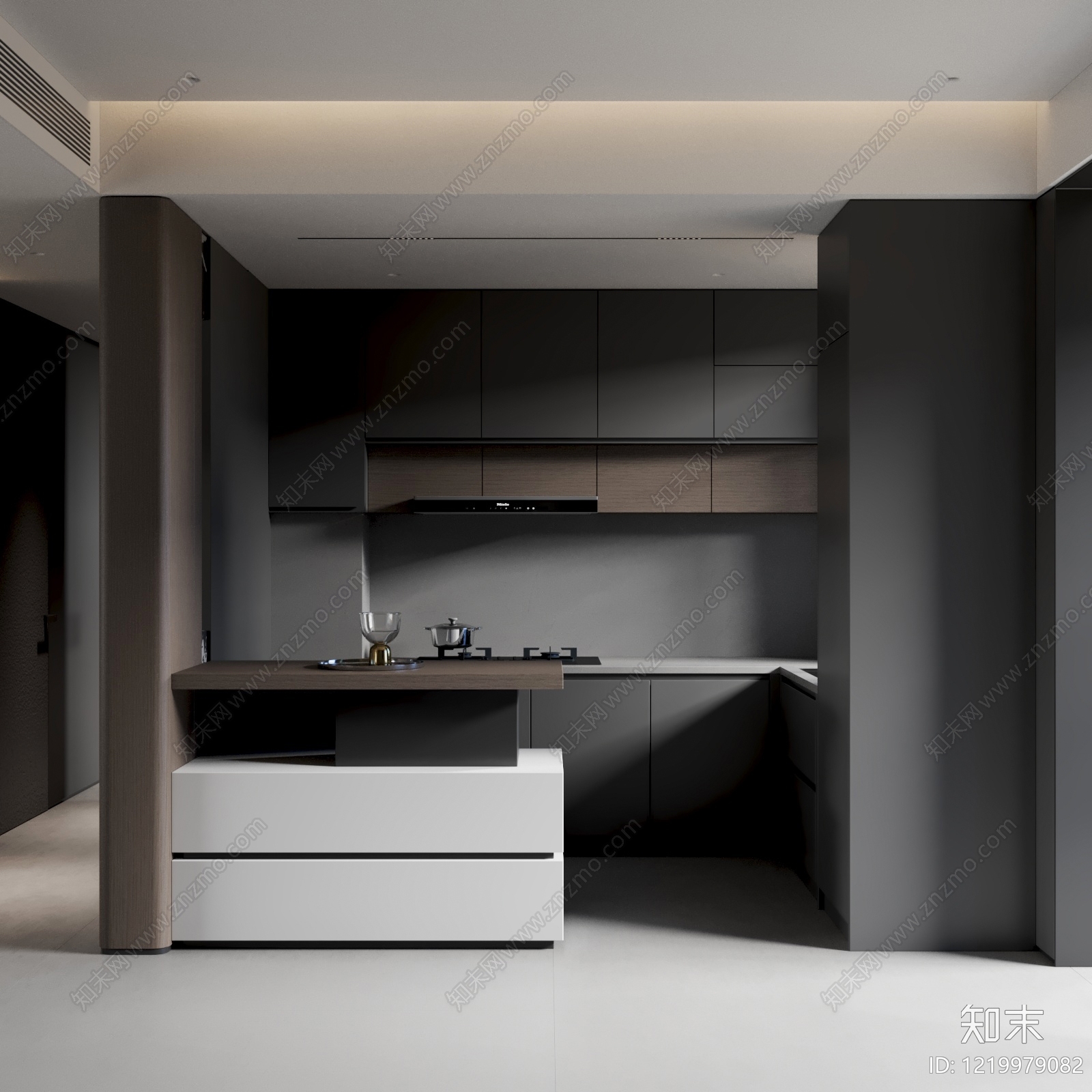 极简开放式厨房3D模型下载【ID:1219979082】