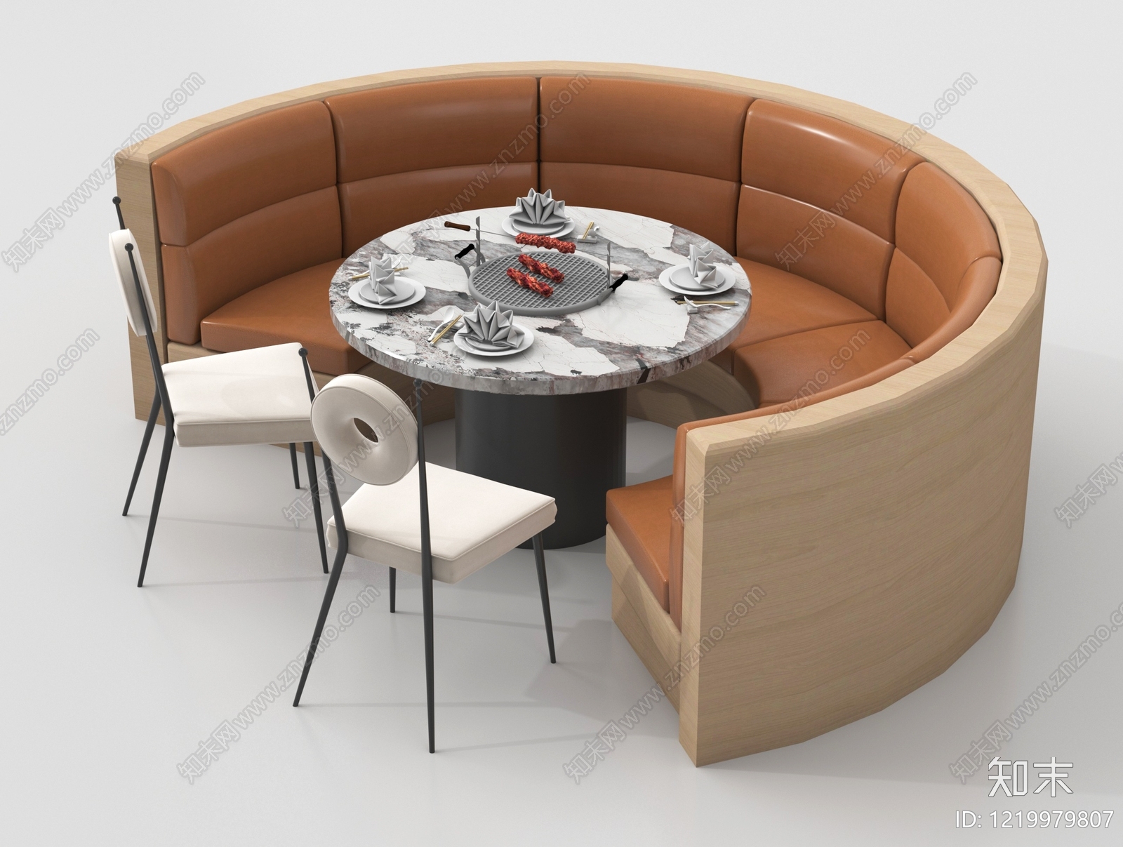 现代简约卡座沙发3D模型下载【ID:1219979807】
