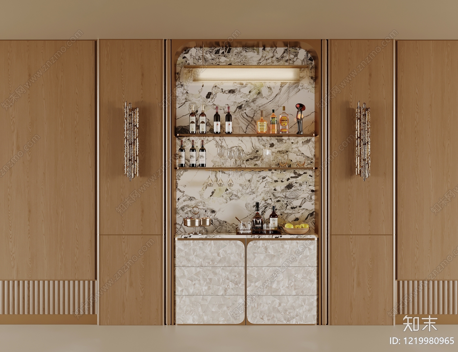 现代轻奢酒柜3D模型下载【ID:1219980965】