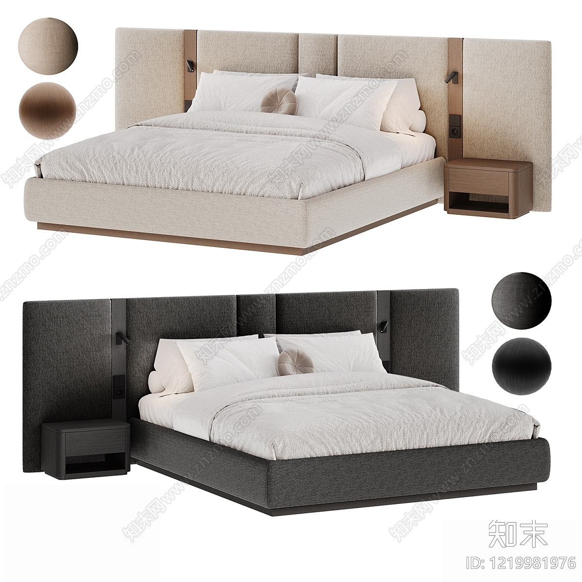 极简双人床3D模型下载【ID:1219981976】