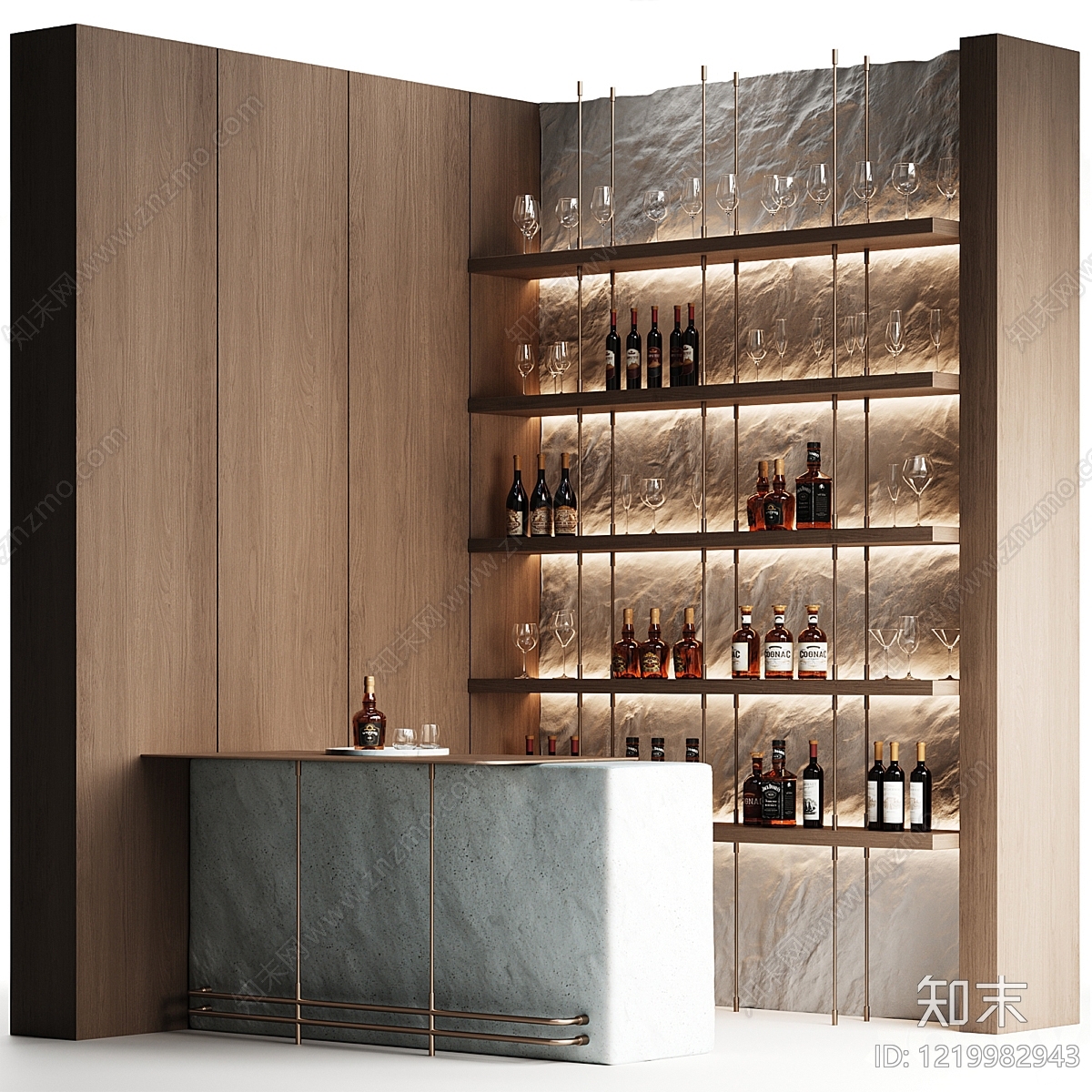 意式极简酒柜3D模型下载【ID:1219982943】