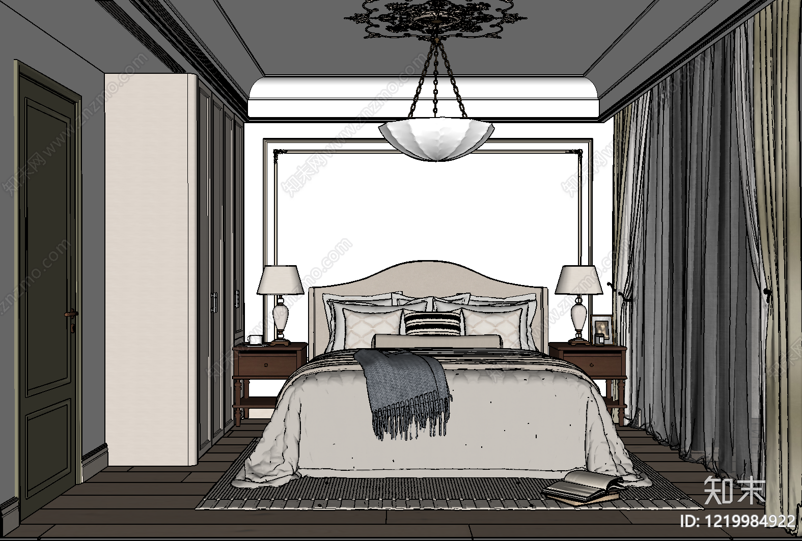 法式家居卧室SU模型下载【ID:1219984922】