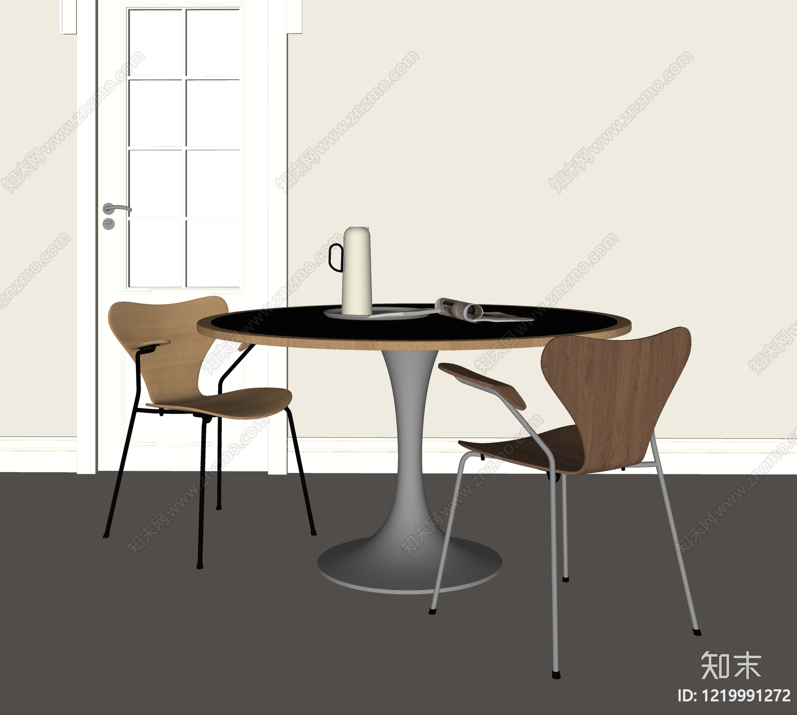 北欧餐桌椅SU模型下载【ID:1219991272】
