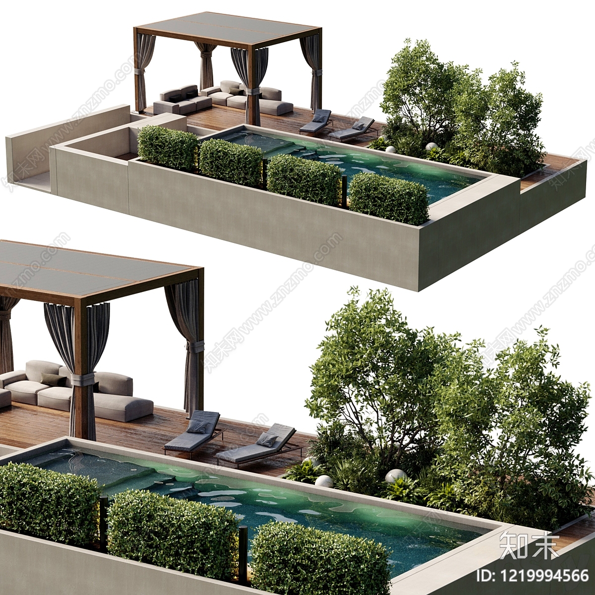 极简主义屋顶花园3D模型渲染效果图