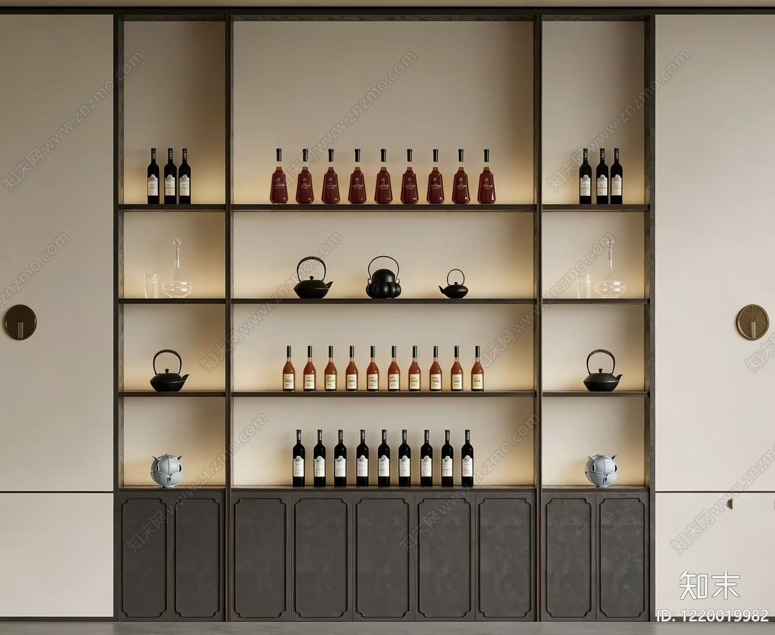 新中式酒柜3D模型下载【ID:1220019982】