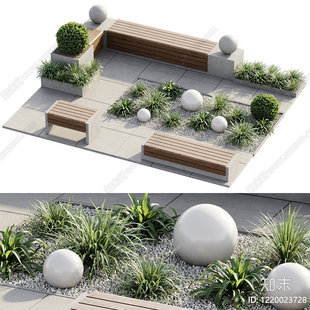 极简主义休憩花园3D模型渲染效果图