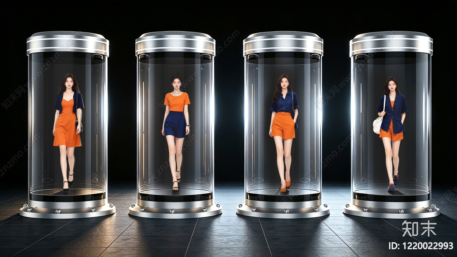 现代极简服装展厅3D模型渲染效果图