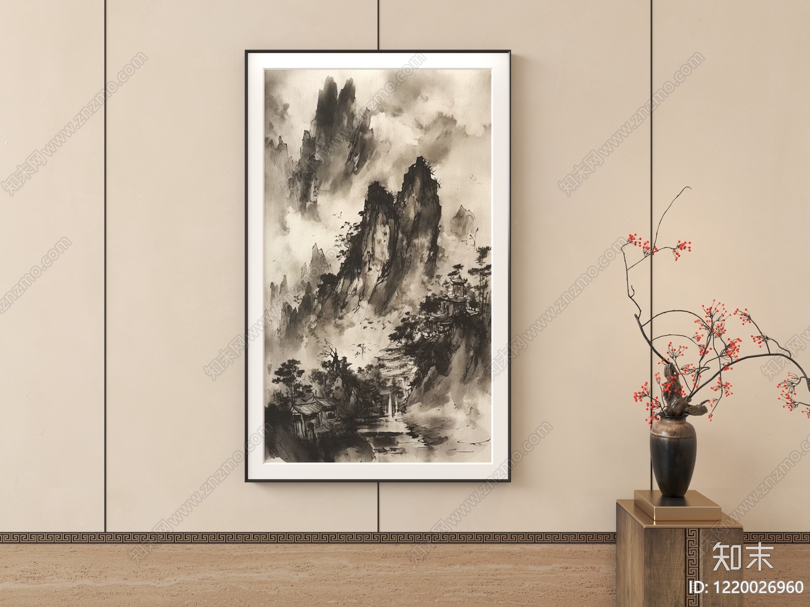 新中式挂画3D模型下载【ID:1220026960】