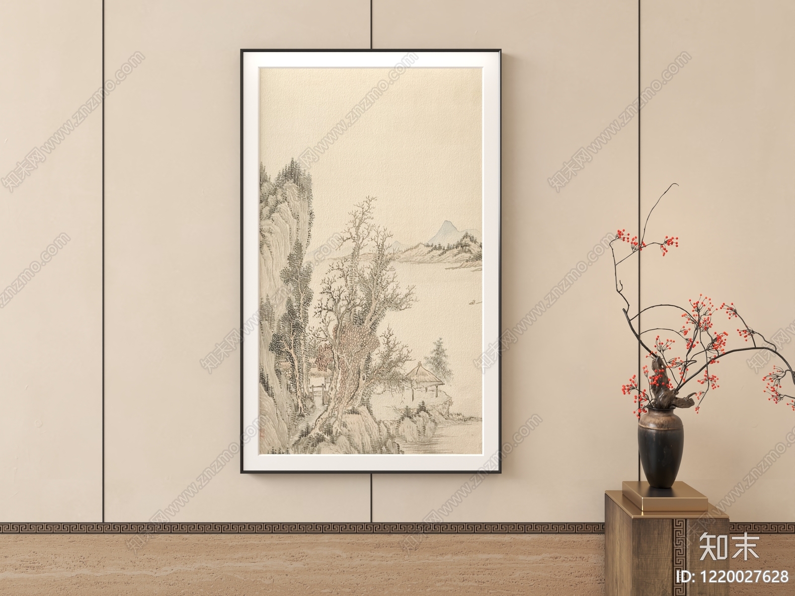 新中式挂画3D模型下载【ID:1220027628】