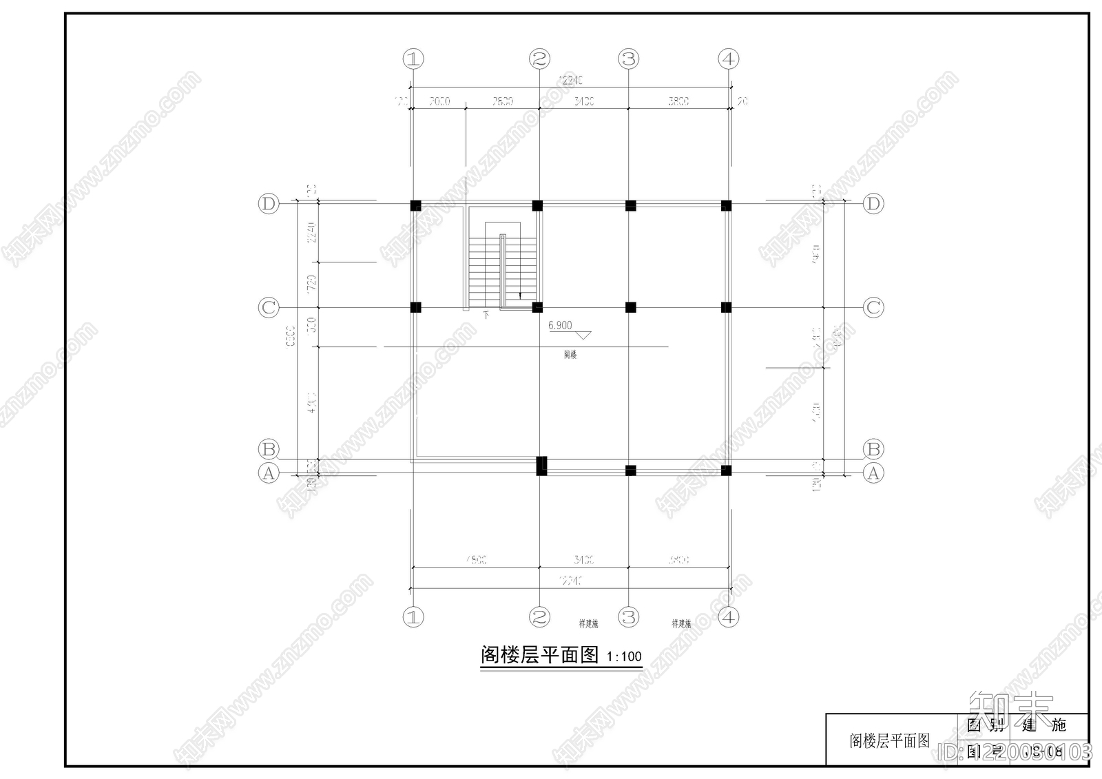 别墅建筑cad施工图下载【ID:1220030103】