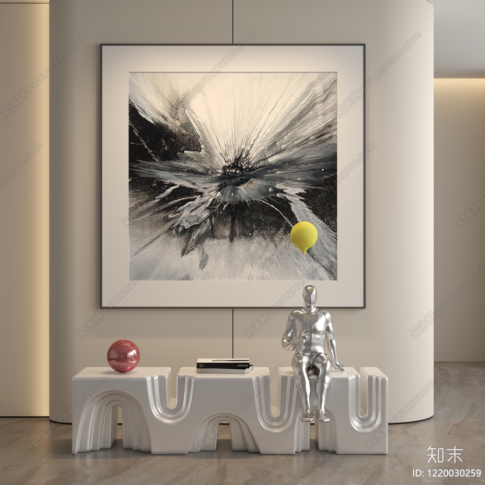 极简挂画3D模型下载【ID:1220030259】