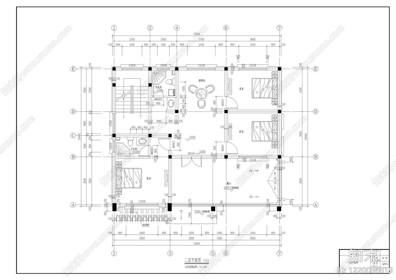 别墅建筑cad施工图下载【ID:1220030319】