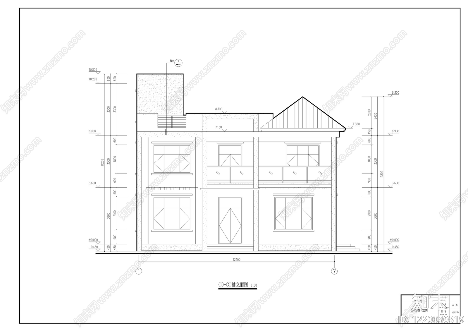 别墅建筑cad施工图下载【ID:1220030319】