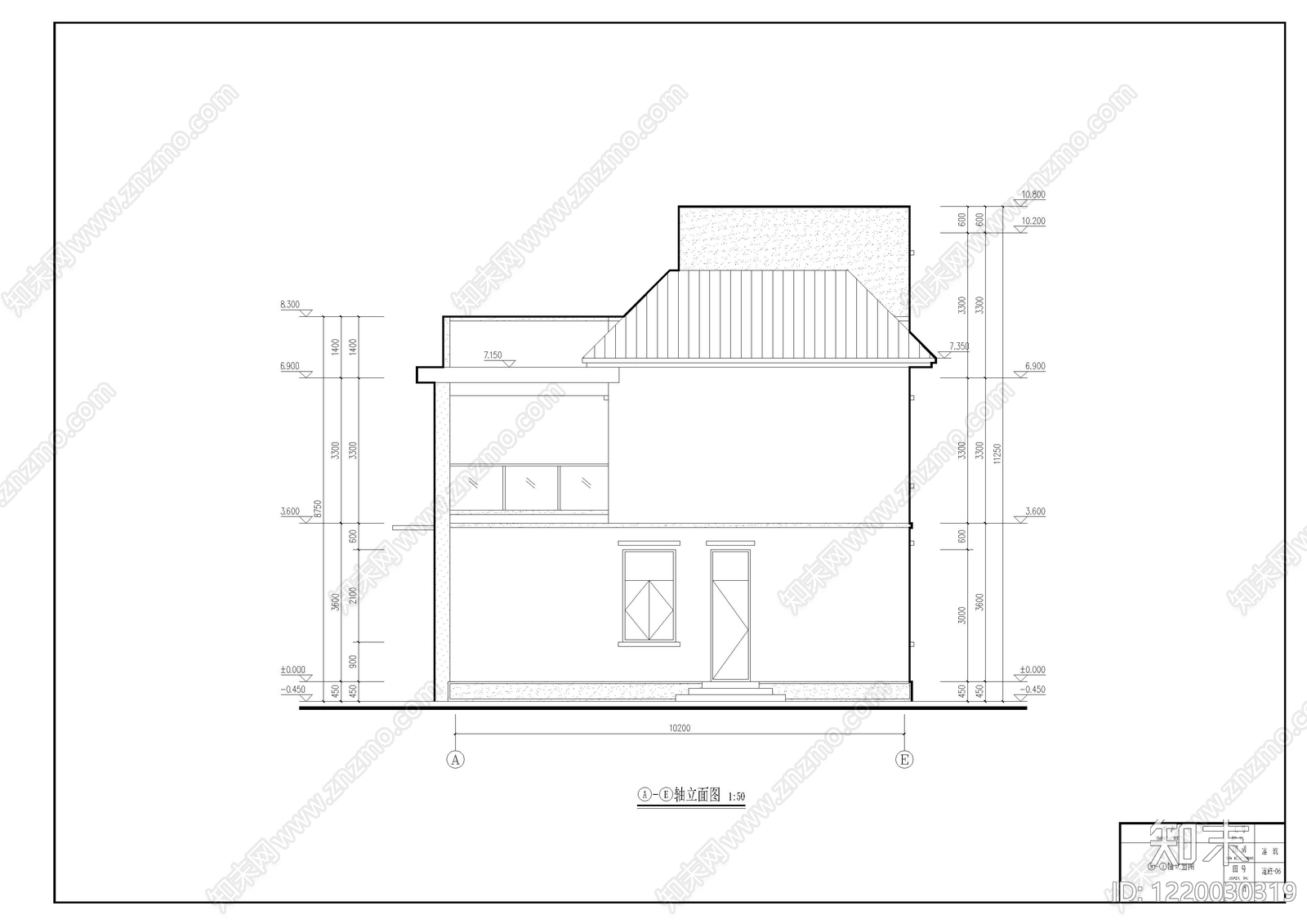 别墅建筑cad施工图下载【ID:1220030319】