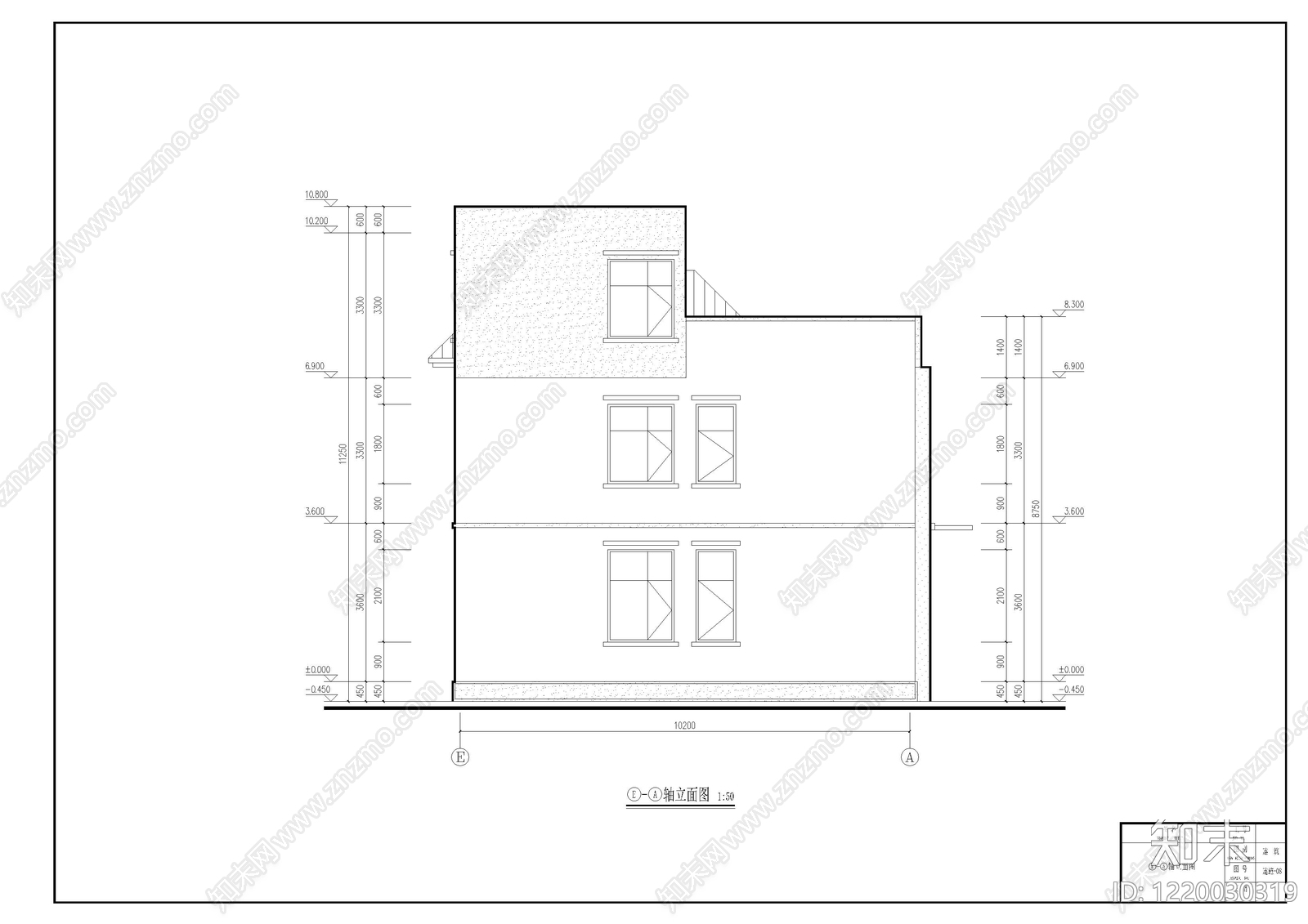 别墅建筑cad施工图下载【ID:1220030319】