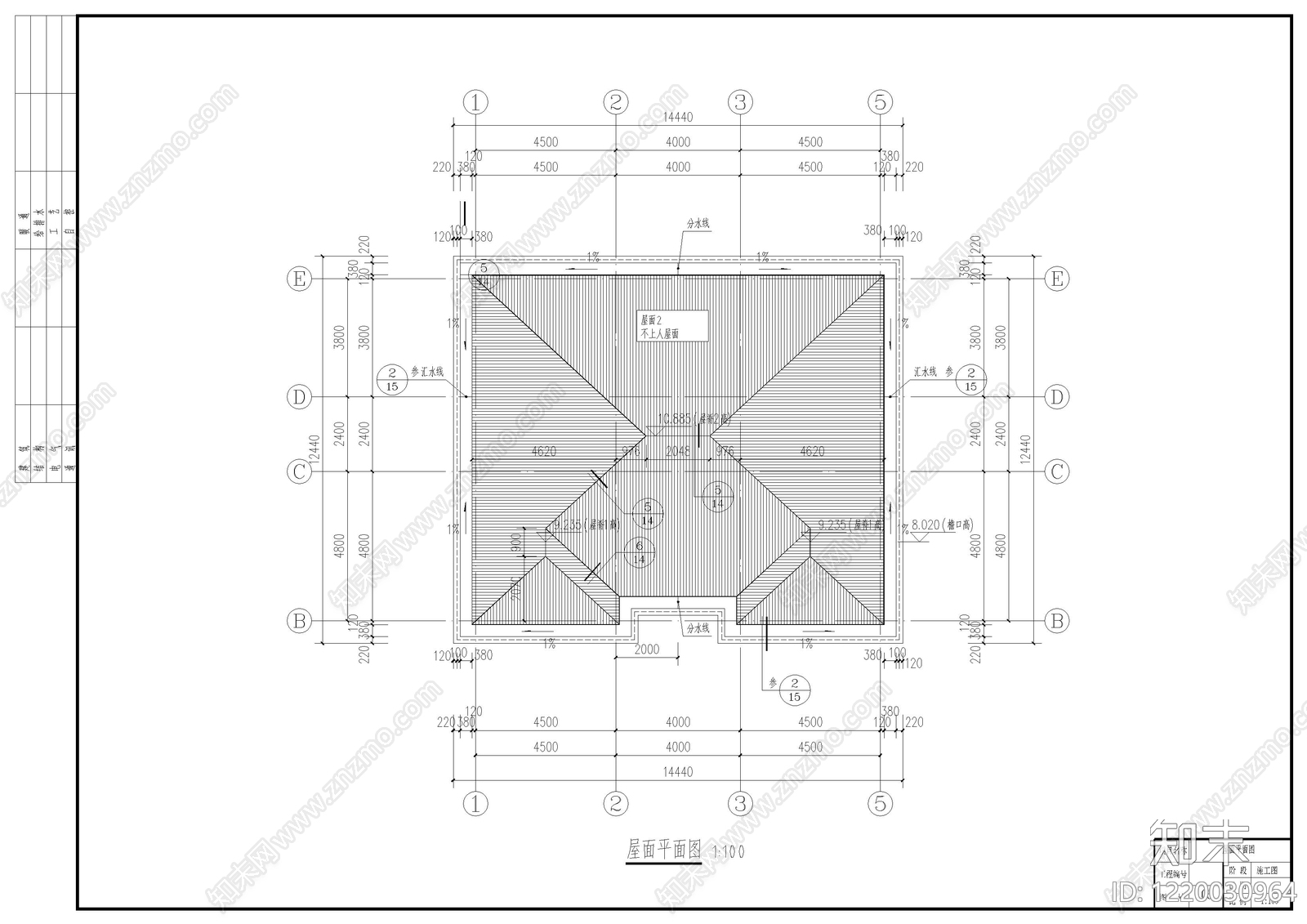 别墅建筑cad施工图下载【ID:1220030964】