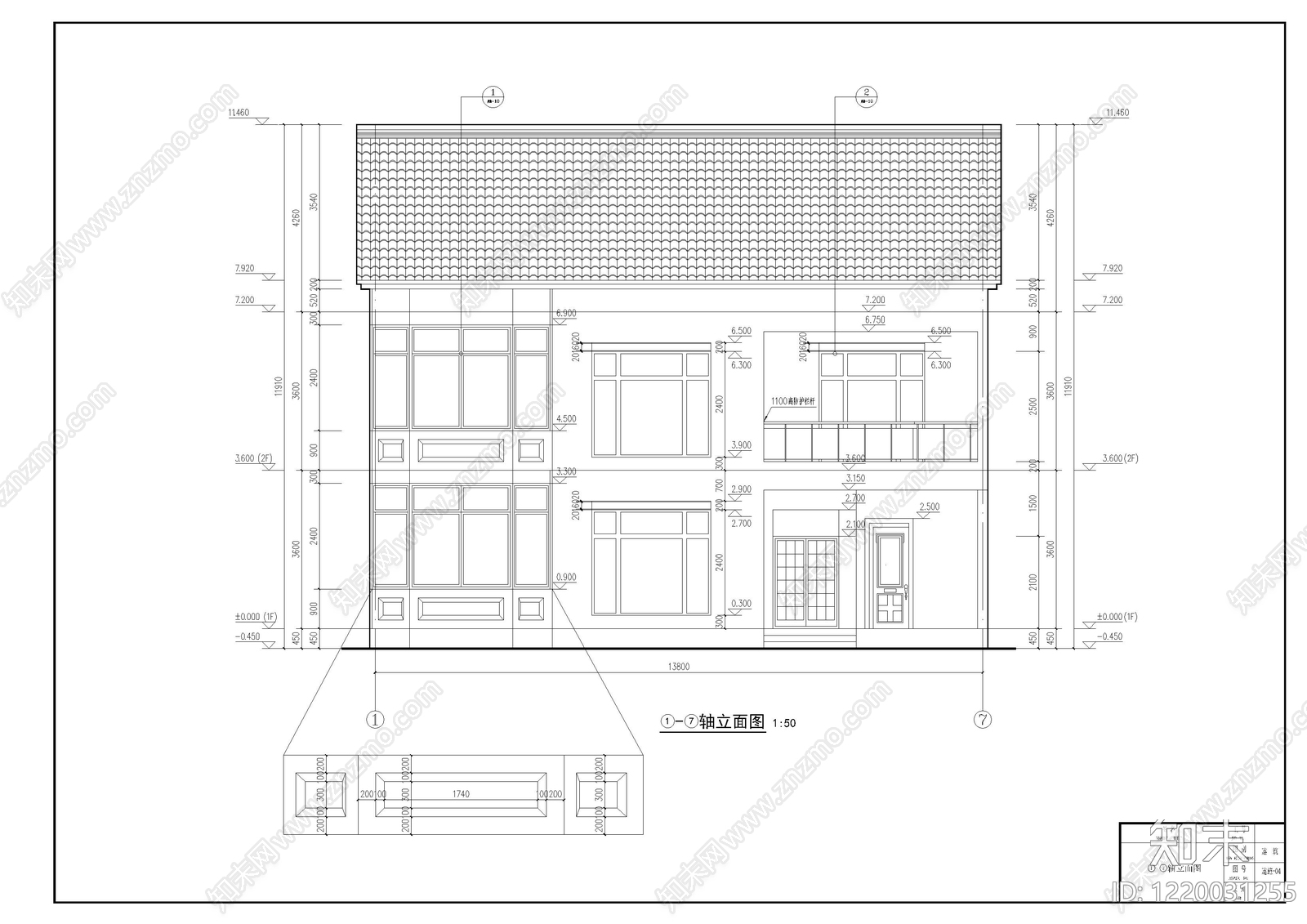 别墅建筑cad施工图下载【ID:1220031255】