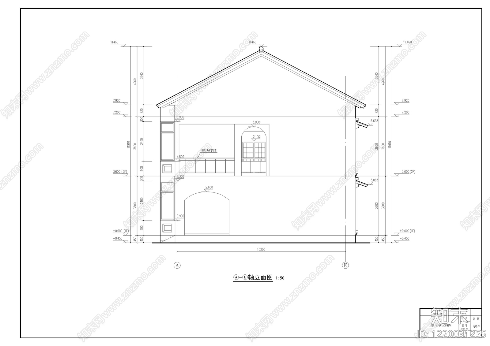别墅建筑cad施工图下载【ID:1220031255】