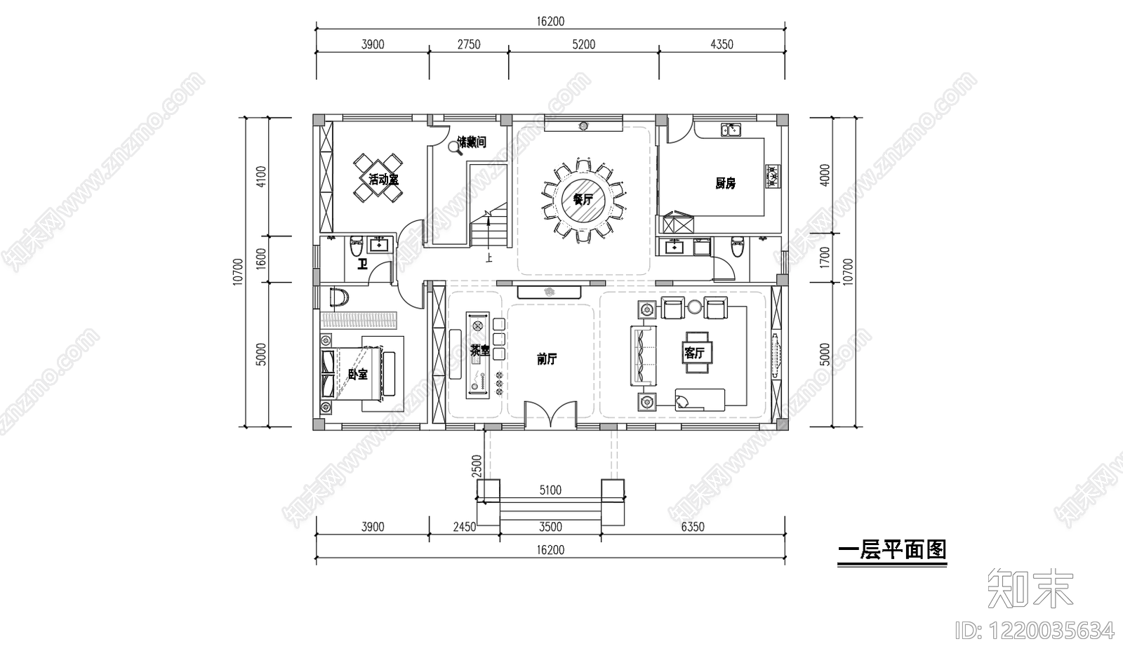 别墅建筑cad施工图下载【ID:1220035634】