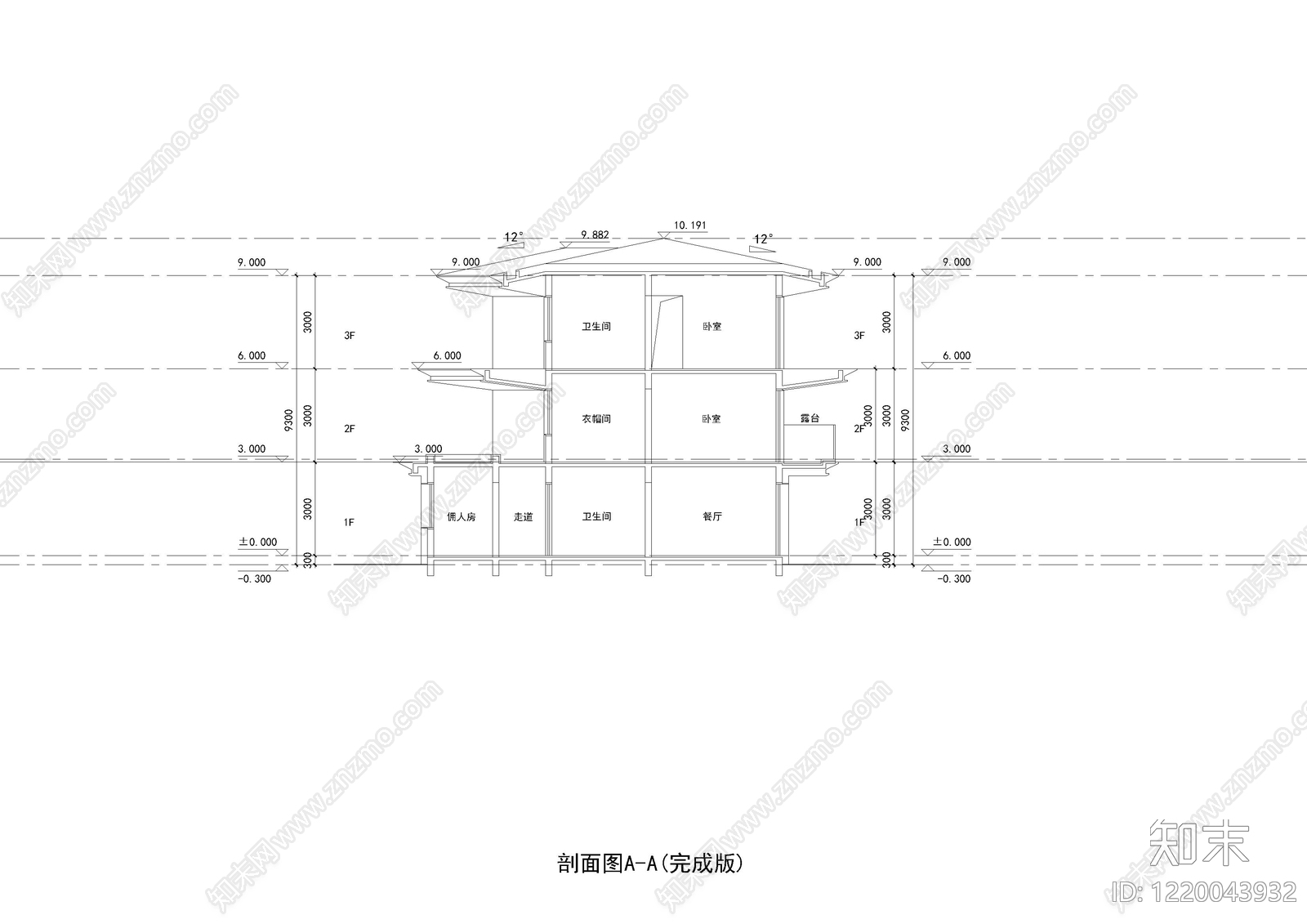 别墅建筑cad施工图下载【ID:1220043932】